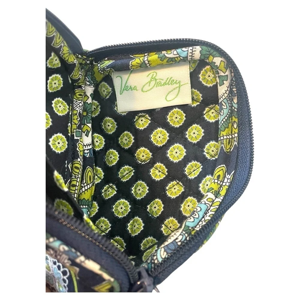 Vera Bradley Green and Blue Floral Quilted Wristlet